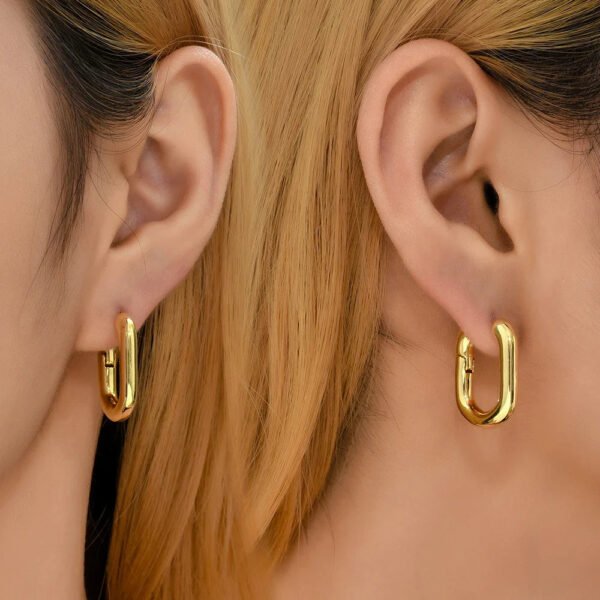 14k Gold Plated U Shape Hoop Earrings - Image 15