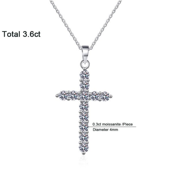 Lab-Grown Diamond Silver Sterling Cross Pendant Necklace - Image 7