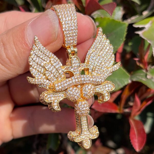 Iced Out Wing Cross Necklace - Image 2