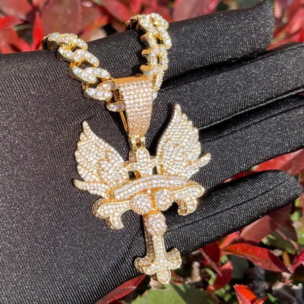 Iced Out Wing Cross Necklace - Image 4