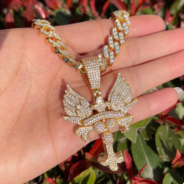 Iced Out Wing Cross Necklace - Image 11