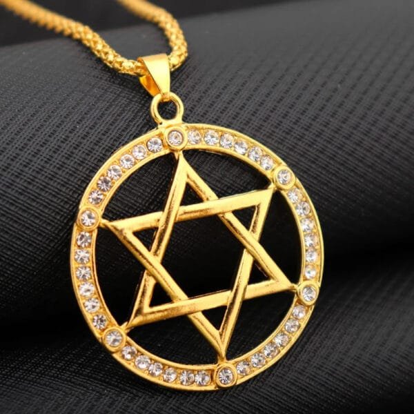 Iced Out Jewish Hexagonal Star Pendant Necklace - Image 5