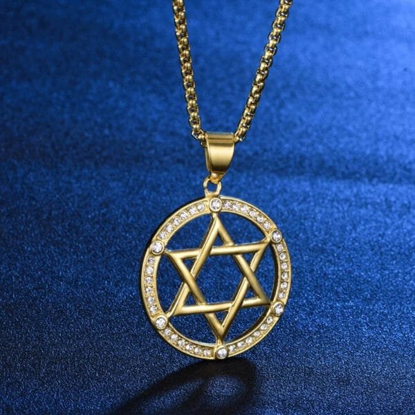 Iced Out Jewish Hexagonal Star Pendant Necklace - Image 7