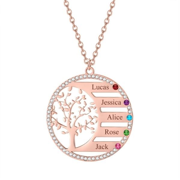 Custom Crystal Birthstone Family Tree Name Necklace - Image 6