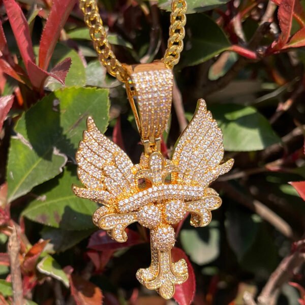 Iced Out Wing Cross Necklace - Image 7