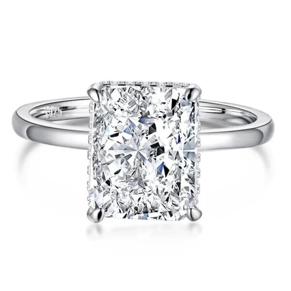 18K Gold Plated Radiant Cut Lab Diamond Engagement Ring - Image 2