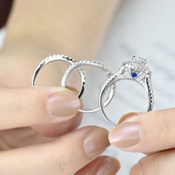 TrophyWife Collection | 3 Pieces Luxury Engagement Wedding Rings Set - Image 6