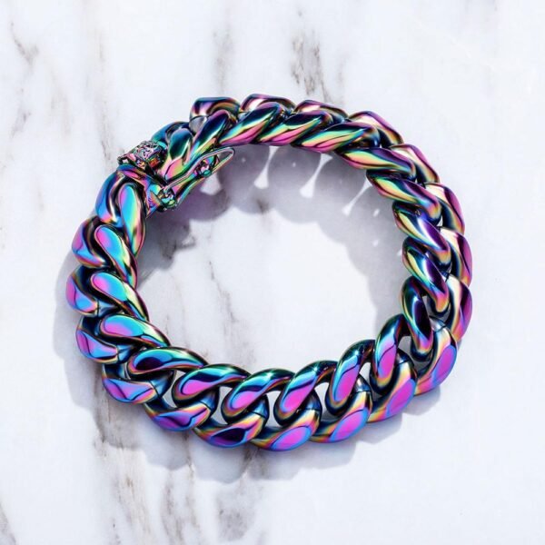 Stackable Holographic Steel Cuban Bracelets - Image 3