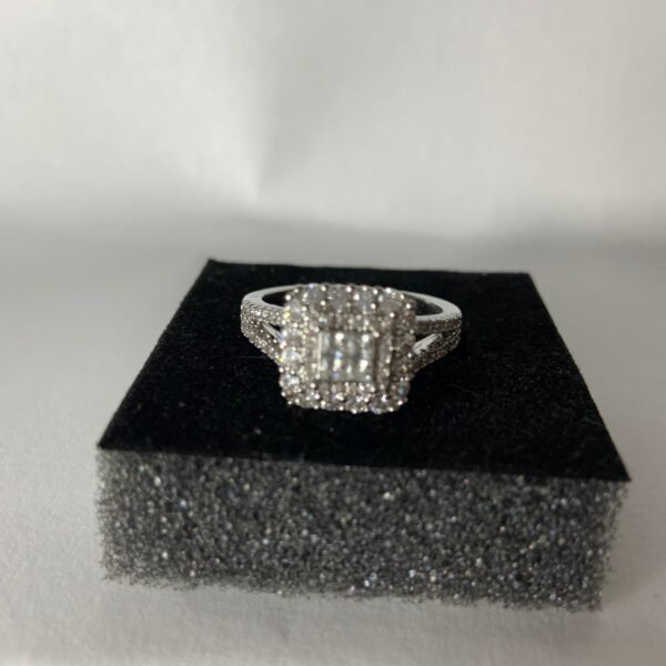 Princess Cut & Split Shank Silver Engagement Ring - Image 12