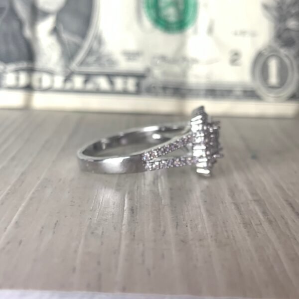 Princess Cut & Split Shank Silver Engagement Ring - Image 13