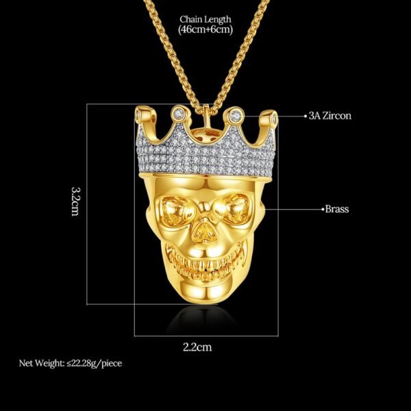 King Skull Iced Out Pendant Golden & Silver Necklace - Image 7