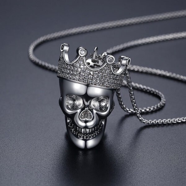 King Skull Iced Out Pendant Golden & Silver Necklace - Image 10