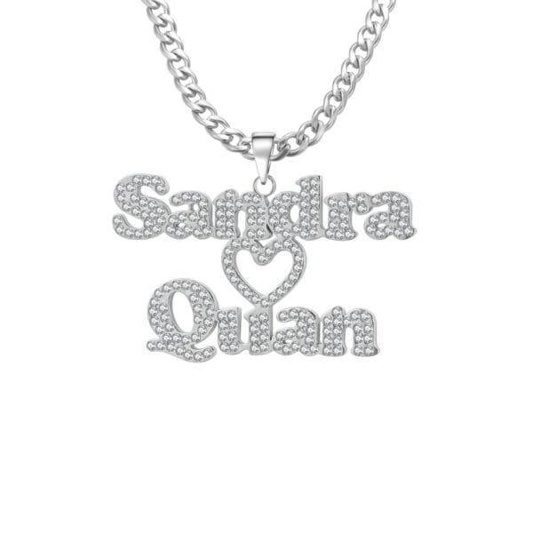 Custom Double Name Iced Out Heart - Image 11