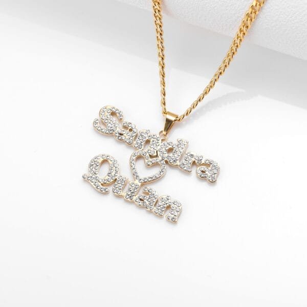 Custom Double Name Iced Out Heart - Image 6