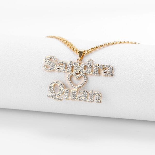 Custom Double Name Iced Out Heart - Image 5