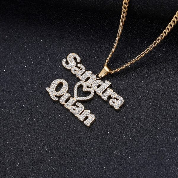 Custom Double Name Iced Out Heart - Image 3