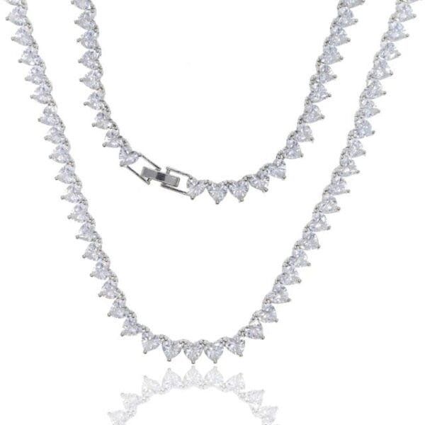 Heart shape iced out tennis chain necklace - Image 3