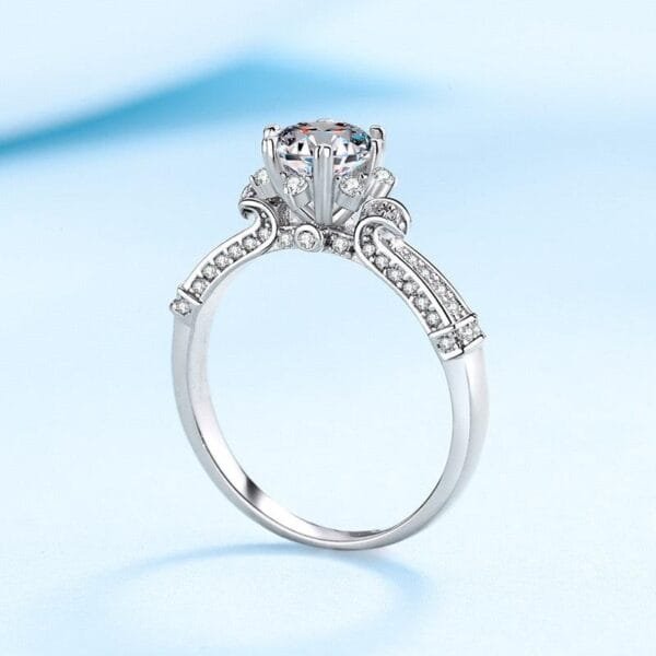 1CT Moissanite Diamond Silver Engagement Rings - Image 14