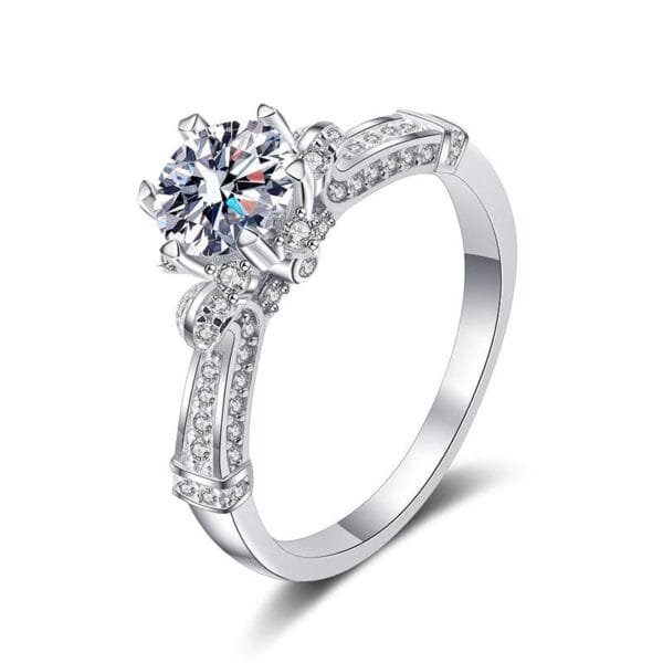 1CT Moissanite Diamond Silver Engagement Rings