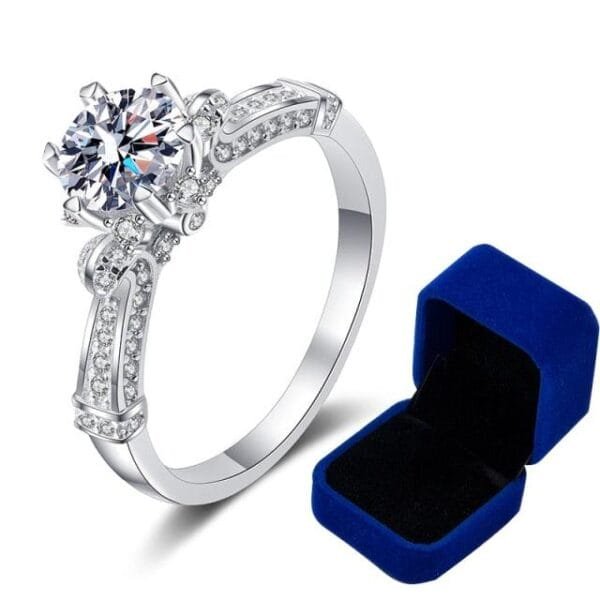 1CT Moissanite Diamond Silver Engagement Rings - Image 15