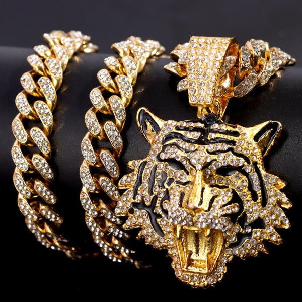 Tiger Iced Out Cuban Pendant Necklace