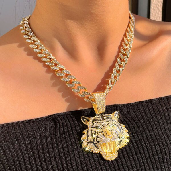 Tiger Iced Out Cuban Pendant Necklace - Image 2