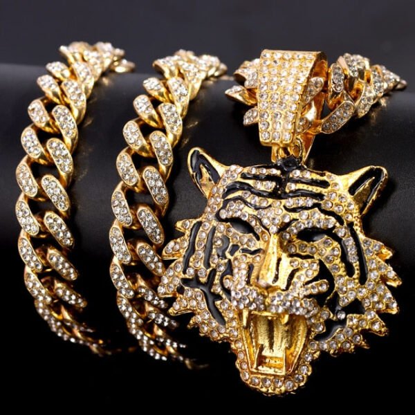 Tiger Iced Out Cuban Pendant Necklace - Image 27