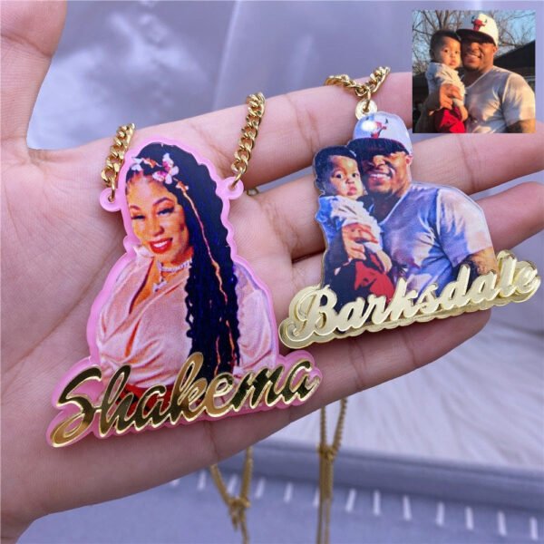 UNISEX Acrylic & Steel Custom Name & Picture Necklaces - Image 2