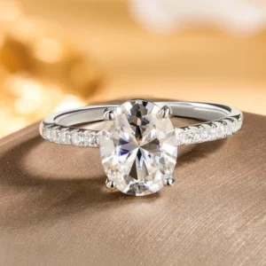Oval VVS Moissanite 18K Gold Plated 925 Sterling Silver Engagement Ring