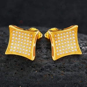 Square Crown Moissanite Stud Earrings